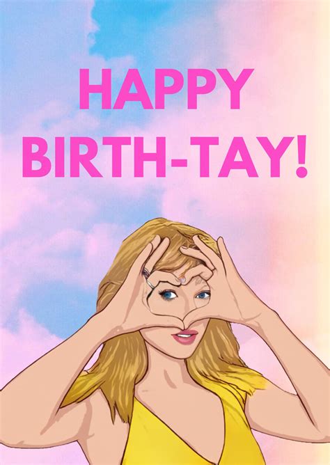 Taylor Swift Printable Birthday Day Card Happy Birth Tay Etsy