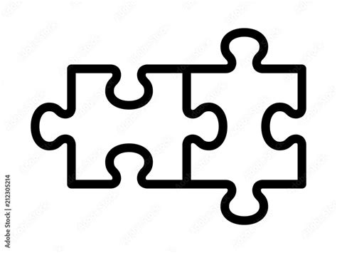 Two Pieces Of Jigsaw Puzzle Or Autism Puzzle Piece Symbol Line Art