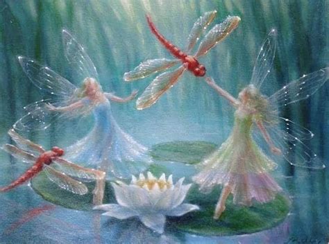 Dance Of The Red Dragonflies By Lynne Bellchamber Fairy Paintings