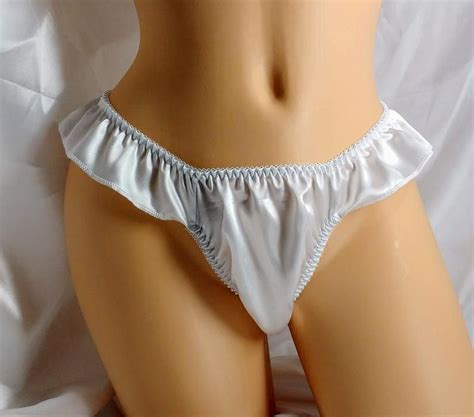 White Satin Flutter Thong Panties Etsy Canada Bragas Ropa Intima