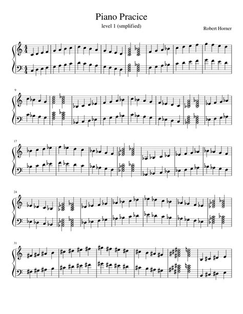 Piano Practice Lvl1simplified Sheet Music For Piano Solo