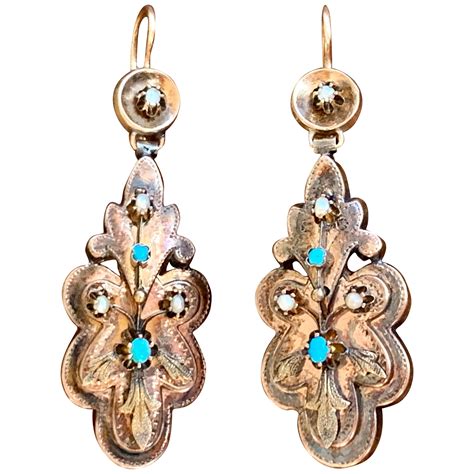 Victorian Turquoise Earrings At 1stDibs