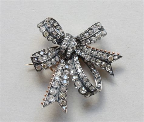 Silver And Gold Bow Brooch With Diamonds Inez Stodel