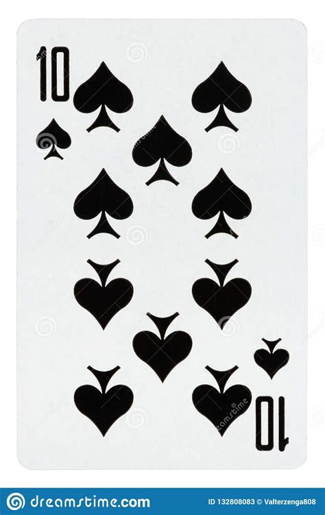 Playing Card Ten Of Spades Isolated On White Stock Image Image Of