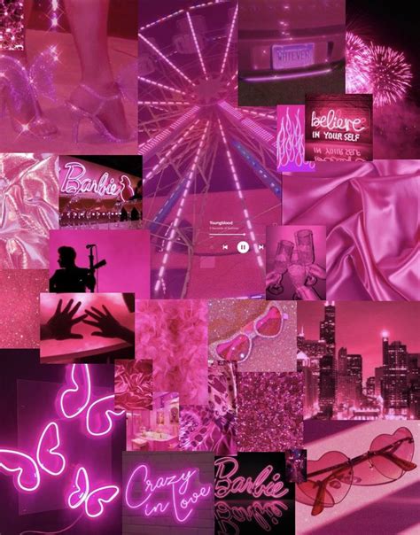 Hot Pink Aesthetic Collage💓💞🎀 Pink Wallpaper Girly Pink Neon