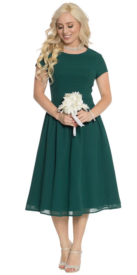 Lucy Semi Formal Modest Christmas Or Bridesmaid Dress In Dark Forest