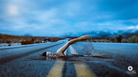 Swimmer On The Road Photoshop Photo Manipulation Tutorial