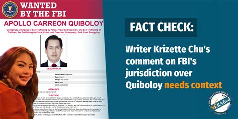 Vera Files Fact Check Writer Krizetta Chu S Comment On Fbi S Jurisdiction Over Quiboloy Needs