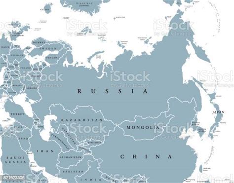 Mapa Polityczna Eurazji Z Krajami I Granicami Stockowe Grafiki