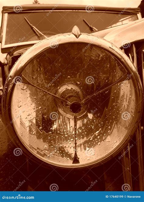 Antique car headlight stock image. Image of sepia, automobile - 17640199