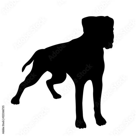 Boxer Dog Realistic Vector Illustration Black Silhouette Buy This