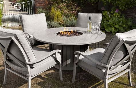 For a permanent fire pit furniture set, you can also use retractable awnings or a market umbrella as shown above over your sets along with the covers. Hartman Portland Lounge Gas Fire Pit Set (Platinum ...
