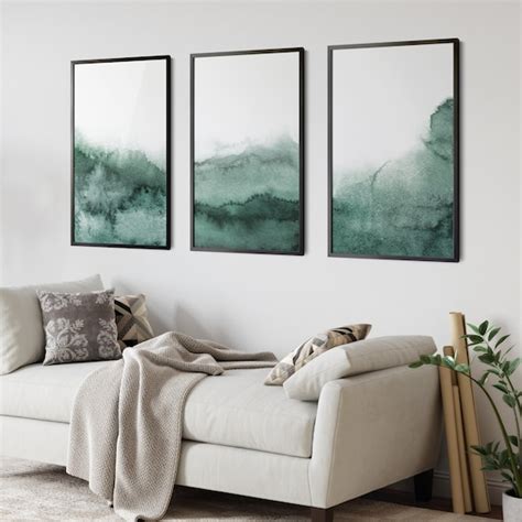 Materials Canvas Gallery Wraps Sage Green Forest Wall Art Decor Visual