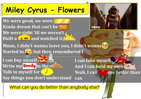 Flowers Miley Cyrus Lyrics Gap F Français FLE fiches pedagogiques
