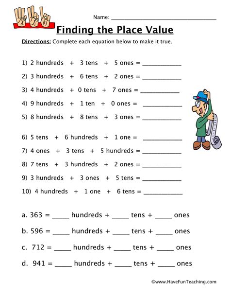free printable place value worksheets