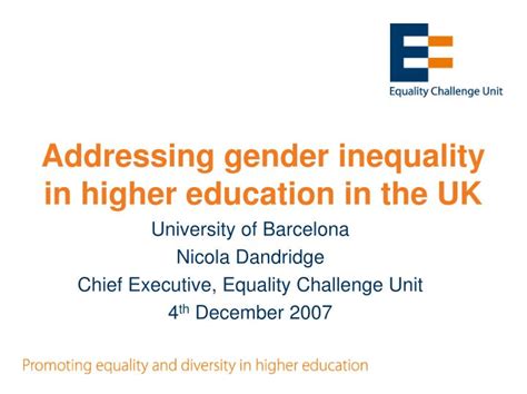 Ppt Addressing Gender Inequality In Higher Education In The Uk