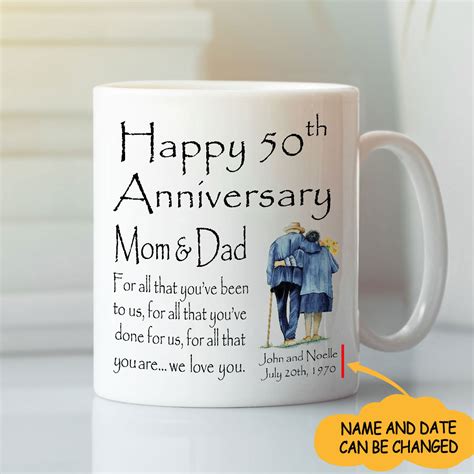 Personalized Happy 50th Anniversary Mom And Dad Mug