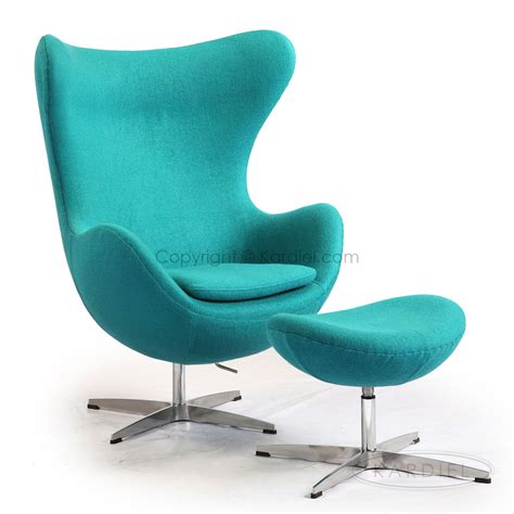 In living rooms with a darker color scheme, try framing the sofa with aqua table lamps to highlight your seating set and add a lighter element to your design. Egg Chair & Ottoman, Turquoise Bouclé Cashmere Wool ...