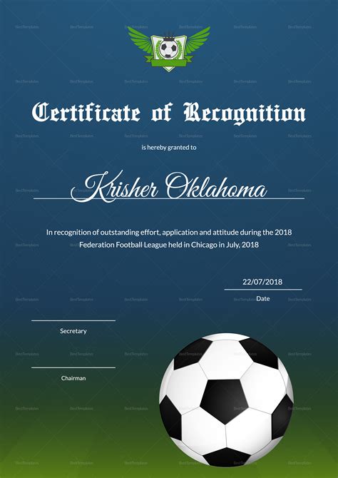 Soccer Certificate Templates For Word Professional Sample Template