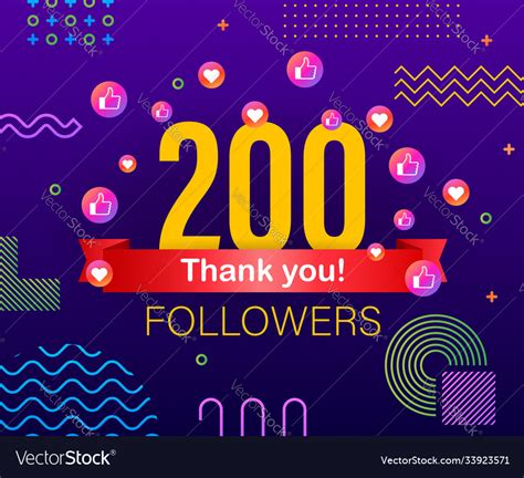 Thank You 200 Followers Numbers Congratulating Vector Image