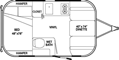 The Vintage Airstream DWR Bambi Travel Trailer Floor Plan Travel Trailer Floor Plans Travel