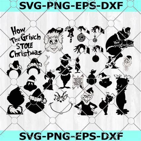 24 Grinch Svg Silhouette Grinch Cut File Grinch Svg Eps  Png Dxf