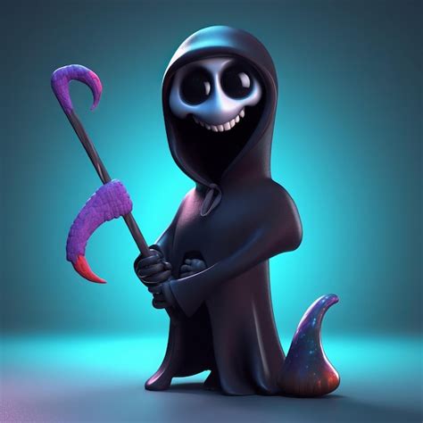 Personaje De Dibujos Animados Divertido Grim Reaper Foto Premium