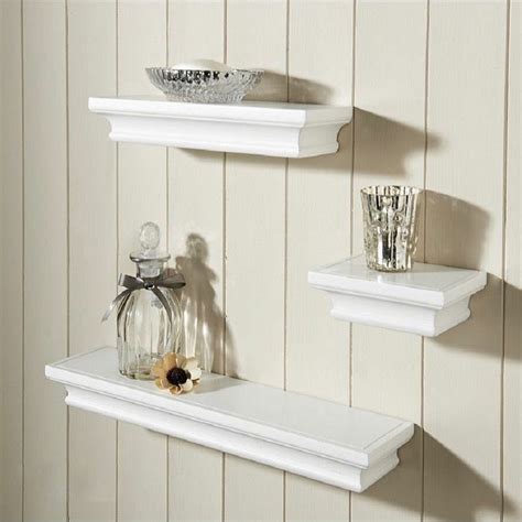 Lightstan Contemporary Floating Wall Shelves White Finish Decorative W