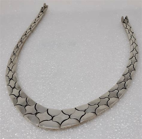 Vintage Handmade Sterling Silver Mexico Choker Necklace Etsy Vintage Choker Necklace