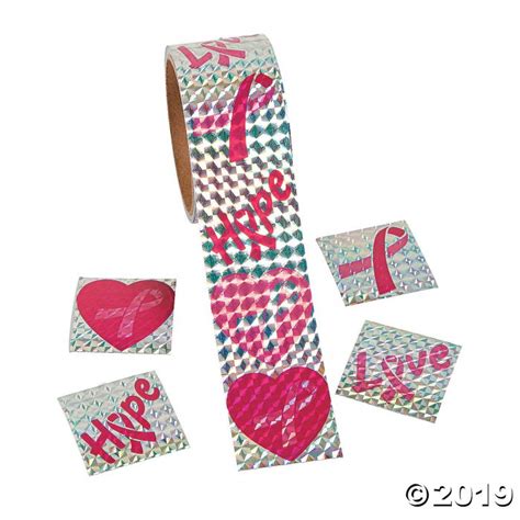 Prismatic Pink Ribbon Stickers 1 Roll S
