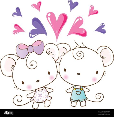Vector Cartoon Cute Lovely Mouse Fall In Love Stock Vector Image And Art