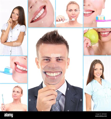 Collage Of Photographs On The Theme Of Healthy Teeth Stock Photo Alamy