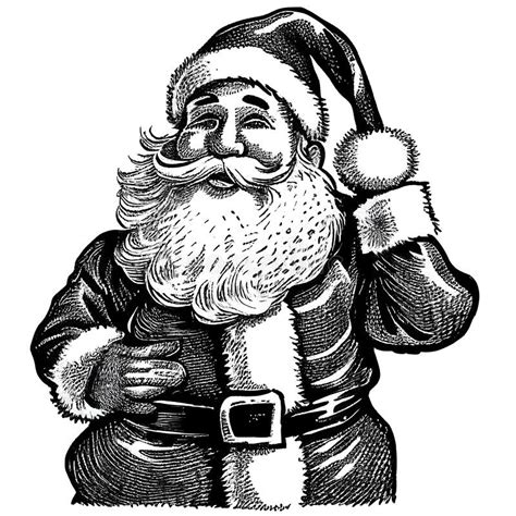 Boceto En Escala De Grises De Santa Claus Sonriendo Stock De Ilustración Ilustración De Arte