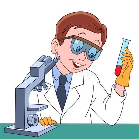 Magnifying glass scientist cartoon, scientist, glass, white png. Cartoon Chemical Scientist With A Test Tube And Microscope ...
