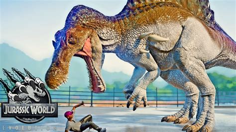 Jurassic World Evolution Spinosaurus Vs Malusaurus Breakout Fight Return To Jurassic Park