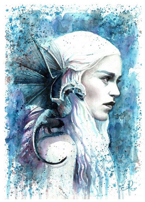 Game Of Thrones Daenerys Targaryen Blue Dragon A3 Art Etsy Diamond