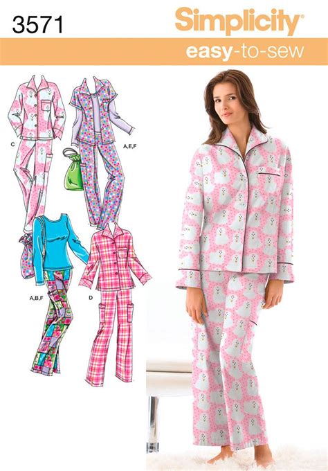 Misses Or Plus Size Pajamas Sewing Pattern 3571 Simplicity Pajama