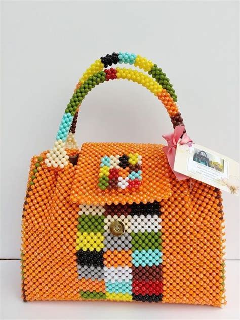 This Tangerine Fruit Color Womens Handmade Beaded Bag Makes A Fashion