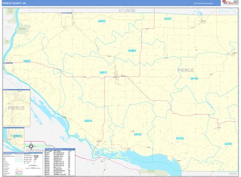 Pierce County Wi Zip Code Wall Map Basic Style By Marketmaps Mapsales