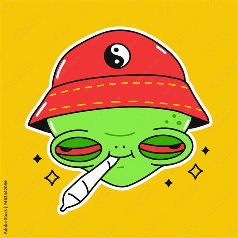 Stockvector Funny Alien With Cannabis Weed Joint In Mouth Vector