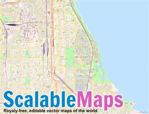 ScalableMaps: Vector map of Chicago (south) (colorful city map theme)