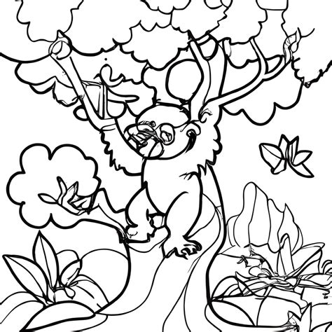 Coloring Page Black And White Jungle Tree Cartoon · Creative Fabrica