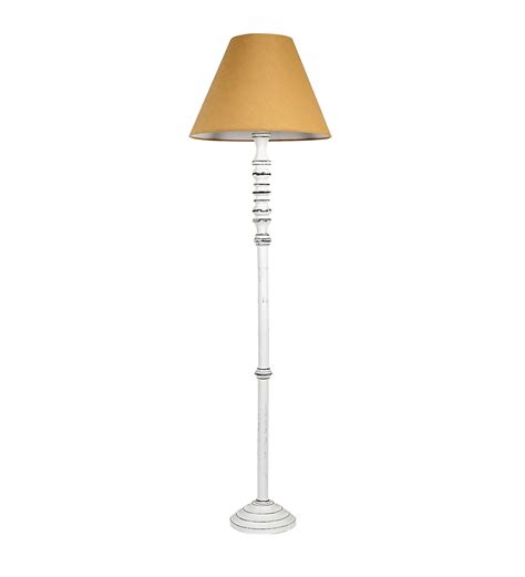 Buy Brown Fabric Shade Floor Lamp With White Base By Craftter Online