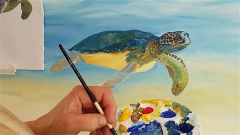 Painting A Turtle In Acrylics Full Process Sea Turtle Painting