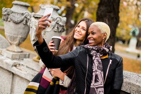 Multiracial Friends Taking Selfie Outdoor Stock Image Image Of Urban Beautiful 87275351