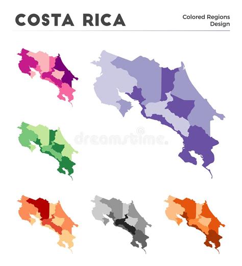 Costa Rica Map Collection Stock Vector Illustration Of Graphic