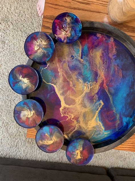 Tray And Matching Coasters Diy Resin Art Resin Crafts Resin Art