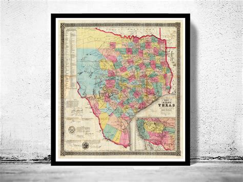 Old Map Texas 1856 Vintage Map Wall Map Print Vintage Maps And Prints