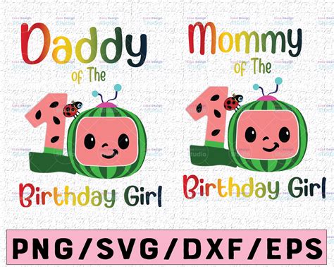 Cocomelon Dad and Mom Of Birthday Girl SVG PNG, Coco Melon SVG