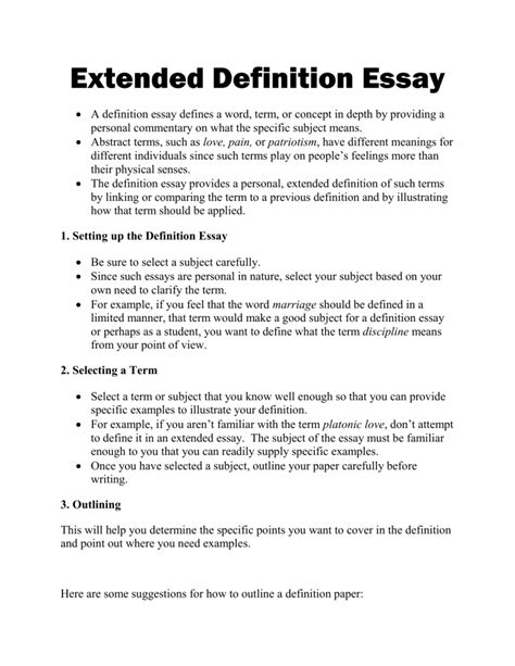 Extended Definition Essay Juniors